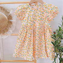 Girls Dress Flower Print Puff Sleeve Backless Cute Princess Dress Children Clothes New Summer Dress 2024 - buy cheap