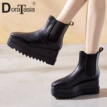 DORATASIA New Fashion Female Elastic Band Ankle Boots Concise Boots Women Platform Round Toe Wedges High Heels Shoes Woman 2024 - buy cheap