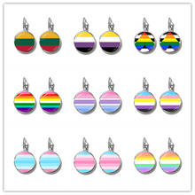 Pendientes de cristal con forma de flor de arco iris para mujer, aretes de cristal con ganchos franceses para Bisexual Gay, joyería Lgbt, nueva moda 2024 - compra barato