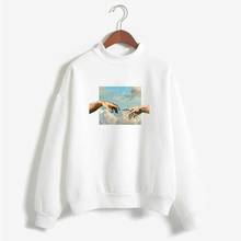 Cuello de moda para otoño e invierno, sudadera con patrón de la mano de Dios, estilo de pintura al óleo, manga larga, combina con todo 2024 - compra barato