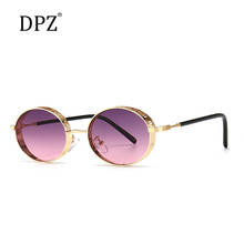 Dpz-óculos de sol fashion gótico e oval de metal, óculos escuros punk steampunk feminino, design de marca vintage em degradê, 2020 2024 - compre barato