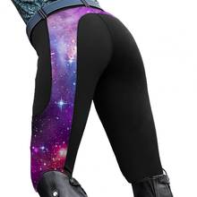 Брюки женские с завышенной талией, модные облегающие штаны со звездным небом, бриджи для верховой езды, спортивные облегающие брюки с лошадью, 3 цвета 2024 - купить недорого