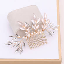 Trendy Gold Pearl Comb Handmade Crystal Leaf Hair Combs Wedding Hair Accessories Tiaras Bridal Women Hair Jewelry Head Ornaments 2024 - buy cheap