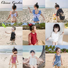 Комплект бикини для маленьких девочек; Купальные костюмы для девочек; Кружевной купальный костюм с рюшами; Детский купальник с открытой спиной; Детская пляжная одежда 2024 - купить недорого