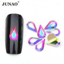 JUNAO-diamantes de imitación de cristal para uñas, 50 piezas, 5x8mm, parte trasera plana, para álbum de recortes 2024 - compra barato