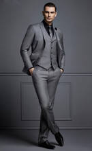 New Design Dark Grey Formal Business SuitGroom Tuxedo Best Men Suit Wedding Groomsman Men Suit 3 Piecs(Jacket+Pants+Vest) 2024 - buy cheap