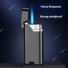 Encendedor portátil de antorcha brillante, encendedor Turbo de llama azul, encendedor de cigarro de Gas a prueba de viento, butano de llenado de Metal repetido 2024 - compra barato