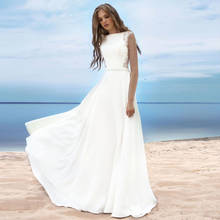 Элегантное пляжное свадебное платье с вырезом лодочкой, шифоновые платья невесты без рукавов, трапециевидные аппликационные свадебные платья, свадебное платье 2024 - купить недорого