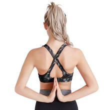 Brassiere Sport Woman Fitness Bra Yoga Nylon Print Underwear Cross Straps Back Adjustable Plus Size Sports Bra Padded Top Female 2024 - buy cheap