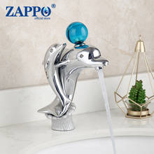 Латунный смеситель ZAPPO для раковины в ванную комнату, хромированный кран для умывальника с дельфином, одно отверстие, для горячей и холодной умывальника 2024 - купить недорого