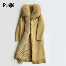 Pudi Women Real Fur Coat Jacket REX Rabbit Fur Lining Fox Fur Collar Winter Warm Female Wool Blends Coats Jackets Zy905 2024 - buy cheap