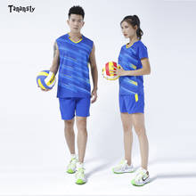 Conjunto de camisas masculinas para vôlei e badminton, uniforme sem mangas para treino, traje esportivo, camisetas com shorts, vestido azul, 2020 2024 - compre barato