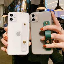 Funda de teléfono con correa de muñeca sólida para iPhone 11 Pro SE 2020 7 8 6 6s Plus X XR XS Max, funda trasera de TPU suave esmerilada transparente de lujo 2024 - compra barato