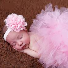 Fotografia recém-nascido adereços do bebê menina tutu saia e flor bandana conjunto bebê presente de aniversário do bebê traje da menina 0-9 m 2024 - compre barato