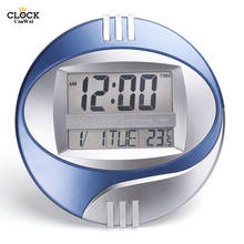 Reloj de pared electrónico redondo LED, reloj de mesa de repetición con pantalla de gran número, soporte silencioso, LCD con temperatura de calendario 2024 - compra barato