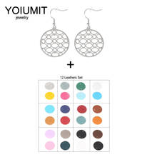 Yoiumit-pendientes de acero inoxidable para mujer, aretes colgantes redondos de cuero intercambiables, joyería artesanal 2024 - compra barato