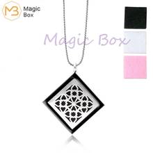 aromatherapy necklace Essential oil diffuser stainless steel square shape pendant enamel Locket with 3 pads necklace for women 2024 - buy cheap