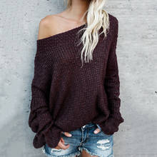2020 Women Sweater Off The Shoulder Pullover Baggy Sweater Ladies Tops O-neck Chunky Knitted Oversize Sweater Female Jumper 2024 - buy cheap