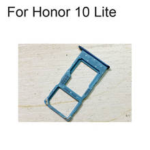 100% Оригинальный серебристый лоток для SIM-карты для Huawei Honor 10 Lite, лоток для SD-карты, держатель для SIM-карты, ящик для SIM-карты, запасные части для Honor10Lite 2024 - купить недорого