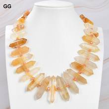 GuaiGuai Jewelry 19'' Brazilian Golden Quartz Double Terminated Pointed Center Drilled Necklace 2024 - buy cheap