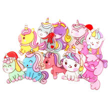 20 Uds. De resina de unicornio de dibujos animados, apliques artesanales para álbum de recortes, accesorios para el cabello para niños, accesorios para el teléfono, decoración, broche, parches, materiales 2024 - compra barato