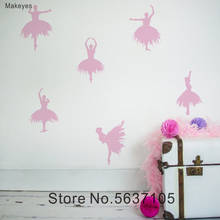 Faça bailarina adesivos de parede femininos, papel de parede em vinil para decoração de quartos para meninas e meninas, makeyes 2024 - compre barato