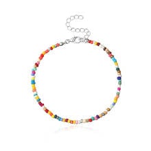 Tobilleras con cuentas de colores para mujer, pulsera de tobillo con cuentas mezcladas, Bohemia, joyería para el pie, playa, Verano 2024 - compra barato