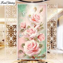Pintura de diamante redondo y cuadrado grande 5d diy, mosaico bordado de rosa, kit de decoración de pared de flores, decoración de entrada F841 2024 - compra barato
