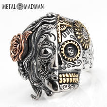 Punk Two Face Devil 925 Sterling Silver Skull Ring Evil Eyes Skeleton Vintage Ring for Men Women Lovers Jewelry 2024 - buy cheap