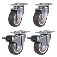 HOT-4Pack 2inch Furniture Crib Casters Cabinet Clamp with Brake Wheels Soft Rubber Swivel Caster Furniture Hardware Fittings 2024 - buy cheap