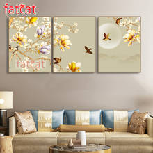 FATCAT Moon flowers and birds 5d diy diamond painting full square round drill rhinestone embroidery triptych decoration AE2009 2024 - buy cheap