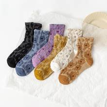 Jeseca meias femininas com estampa floral, retrô, vintage, estilo japonês, para presente de natal 2024 - compre barato