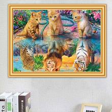 5D Diamond Painting "Animal cat tiger lion" Cross Stitch Full Diamond Embroidery Mosaic Picture Needlework for Rhinestones Gift 2024 - buy cheap