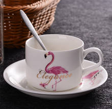 HOMIE Lovely Flamingo  ceramic cup with Coaster  Tea  Cover coffee mug travel mug For Goddess woman girl  tazas de ceramica crea 2024 - buy cheap