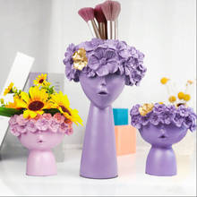 Resin Vase Home Decor Flower Pot Decoration Girl Sculpture Storage Box Pen Holder Home Decoration Accessories Art Ornaments 2024 - buy cheap