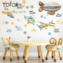 Tofok-adesivo de parede autoadesivo, "diy, pintado à mão, avião, bebês, crianças, quarto, porta, armário, adesivo decorativo de janela do berçário 2024 - compre barato