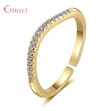 Trendy Simple 925 Sterling Silver Cubic Zirconia Finger Rings For Women Girl Fine Jewelry Party Gift Supplies Wholesale 2024 - buy cheap