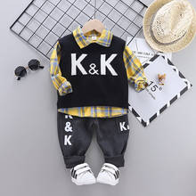 2021 new boy super foreign fashion clothes cute little boy baby spring and autumn three-piece suit newborn shirt 2024 - buy cheap