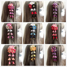Horquilla japonesa hecha a mano con borla, adorno para el cabello, tocado, Kimono, Geisha, accesorios para el cabello, Cosplay 2024 - compra barato