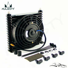 AN10 32mm Aluminum 15 Row Engine/Transmission Racing Oil Cooler +7" Electric Fan Kit Black 2024 - buy cheap