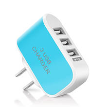 USB настенное зарядное устройство EU вилка универсальное настенное зарядное устройство дорожный адаптер 3 USB порта для iPhone Samsung защита от короткого замыкания от перегрузки 2024 - купить недорого