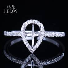 HELON-anillo de compromiso de oro blanco de 14 quilates para mujer, sortija de compromiso de 7x5mm con pera sólida, pavé de diamantes naturales genuinos, joya fina a la moda 2024 - compra barato