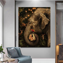Modern Animal Canvas Painting Elephant with Baby Posters and prints Elephants Pictures for Living Room Kids Room Decor Wall Art 2024 - buy cheap