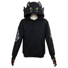 Adult How to Train Your Dragon Toothless Cosplay Hoodie Sweatshirt Casual Black Pullover Jackets Coat Hooded Hoodie 2024 - buy cheap