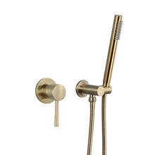 Brushed Gold Shower Simple Wall Mounted Shower Set Brass Hot and Cold Water Mixer Bar Shape Showerhead Tub Tap Shower Faucet 2024 - buy cheap