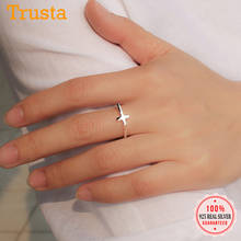 Trusta-Anillo de Plata de Ley 925 con forma de cruz para mujer, sortija de cóctel, regalo de Navidad, DS146 2024 - compra barato