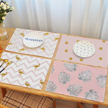 Mantel Individual con diseño de hojas de flamenco para mesa de comedor, tapete antideslizante con aislamiento térmico, color rosa, 1 unidad 2024 - compra barato