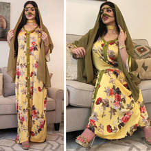 Estampa floral do marrocos eid ramadã abaya dubai kaftan caftan muçulmano longo maxi vestido islâmico roupa jalabiya roupa arábia robe 2024 - compre barato