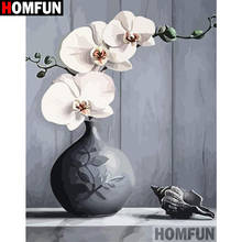 Homfun pintura de diamantes "vaso de flores", ponto cruz, foto personalizada, bordado com miçangas redondas, decoração para casa a30tubo 2024 - compre barato