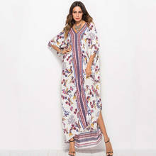 2021 Summer Beach Dress Women Boho Maxi Long Dresses Ladies Print Floral Sundress V Neck Robe Femme 2024 - buy cheap